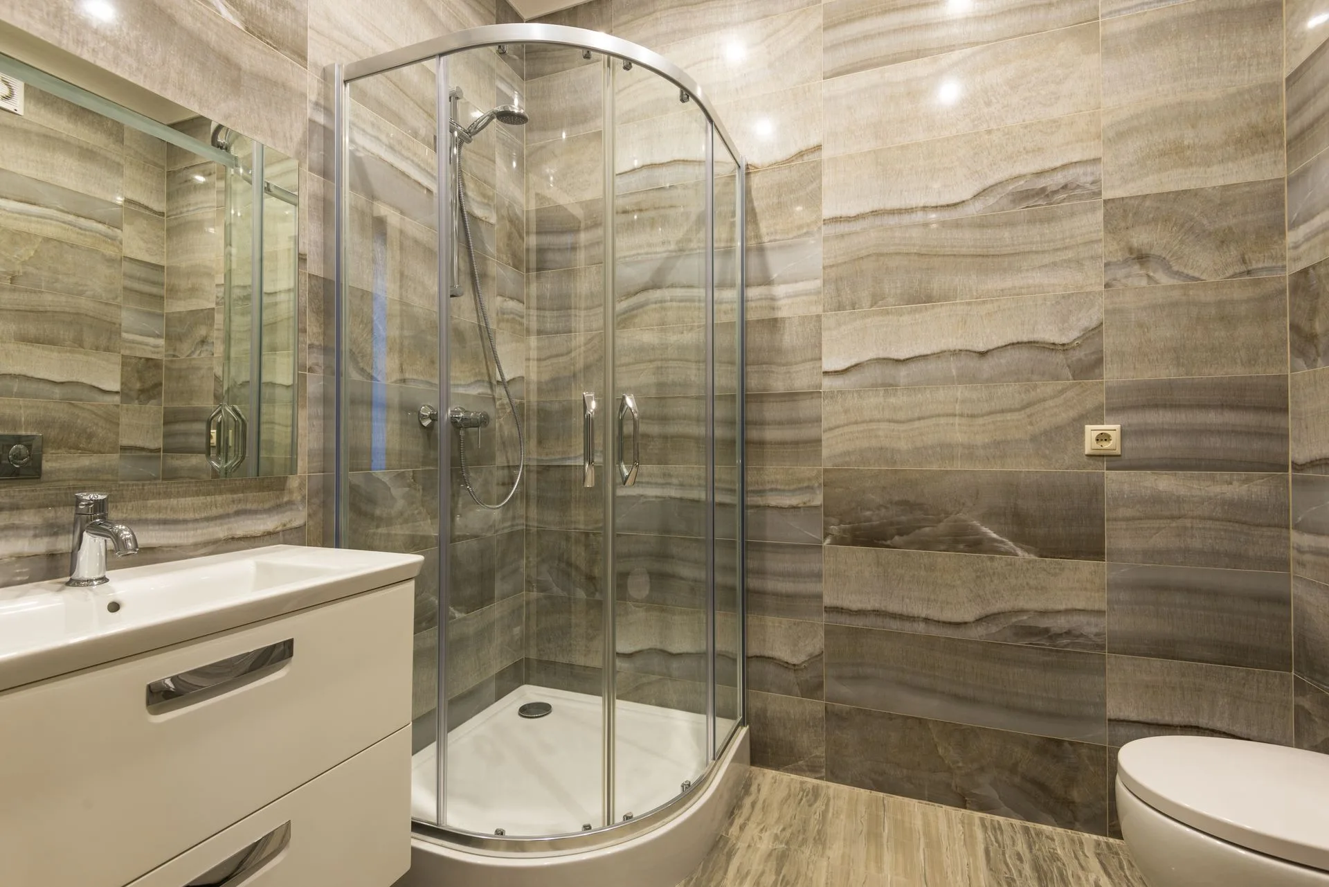 Luxurious modern frameless glass shower installation